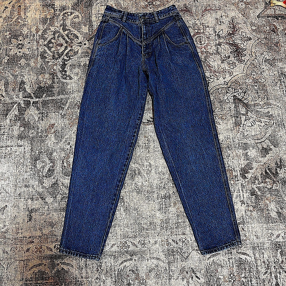 1980s Vintage Calvin Klein Jeans Womens High Waist Pleated indigo Blue Size 29